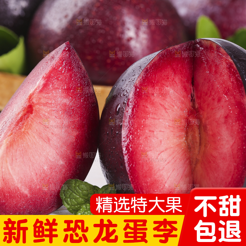 白底上摆放着新鲜恐龙蛋李