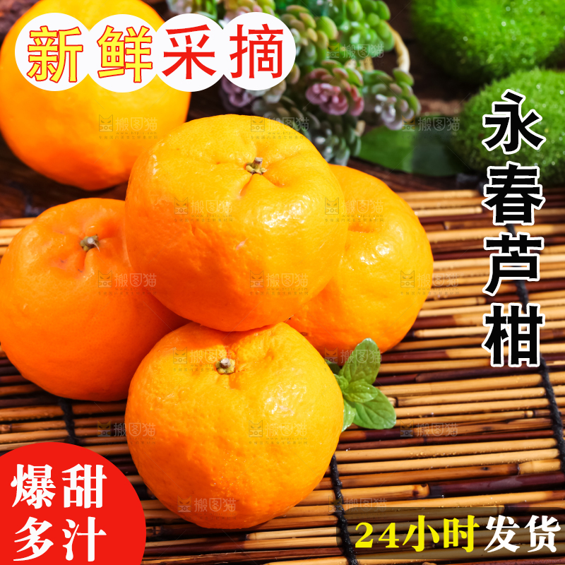 竹垫上放着宜昌芦柑