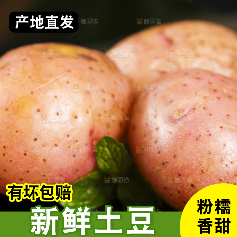黑底上摆放着红皮土豆