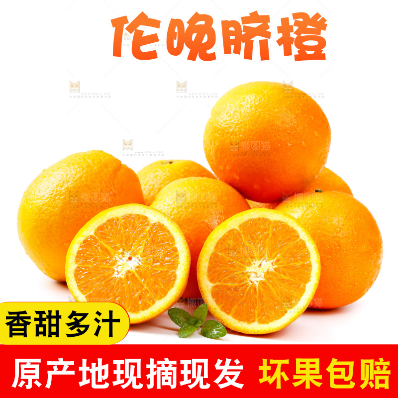 白底上放着赣南伦晚脐橙