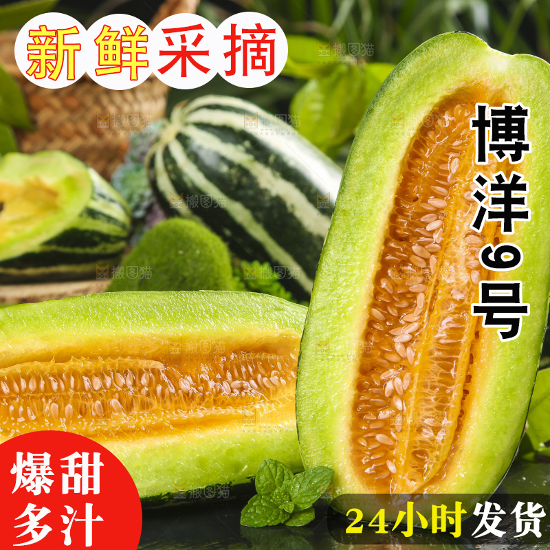 黑底上摆放着博洋香瓜