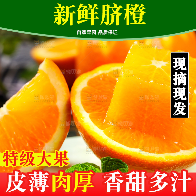 白底上摆放着脐橙