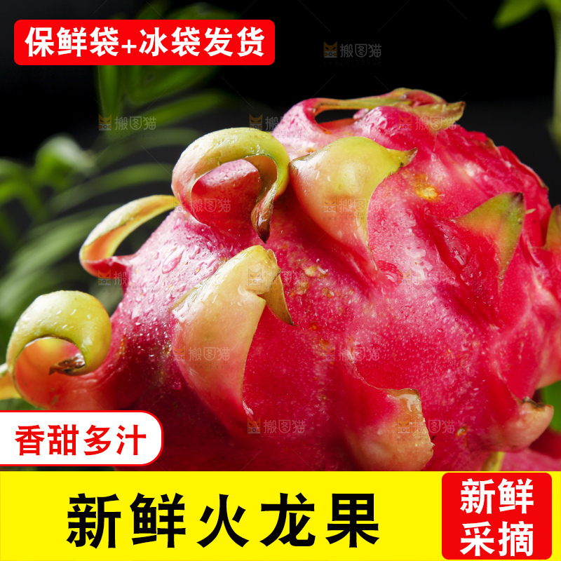 黑底上放着红心火龙果