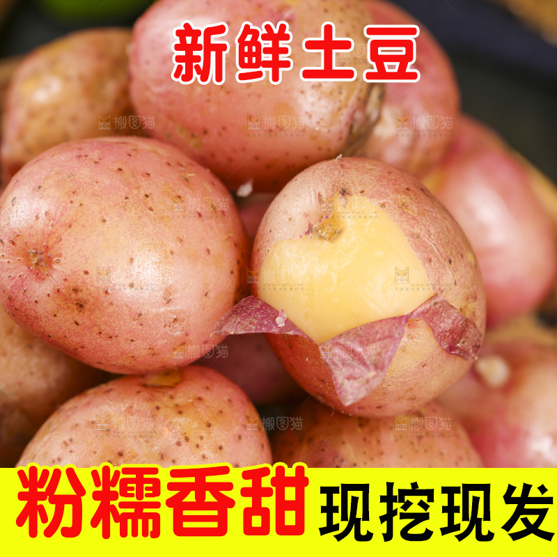 堆放着一堆的红皮小土豆
