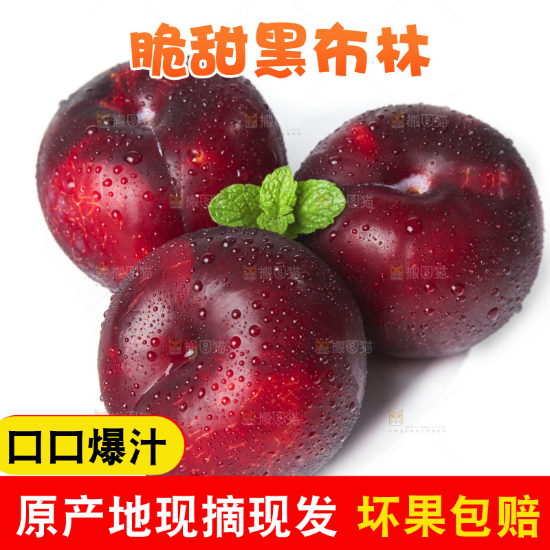 白底上摆放着黑布李