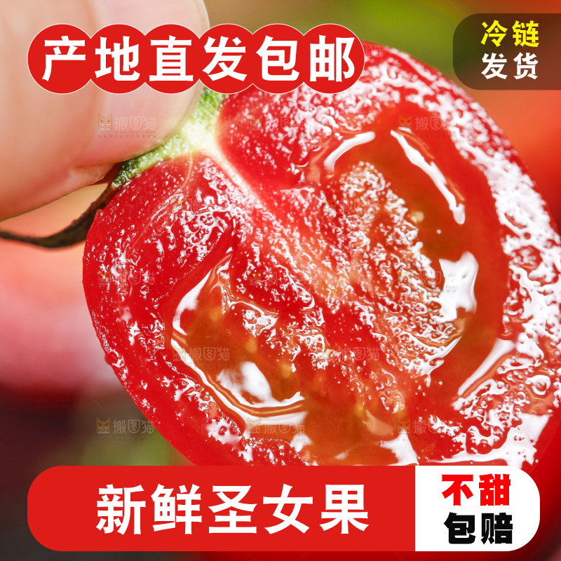 黑底上摆放着樱桃小番茄