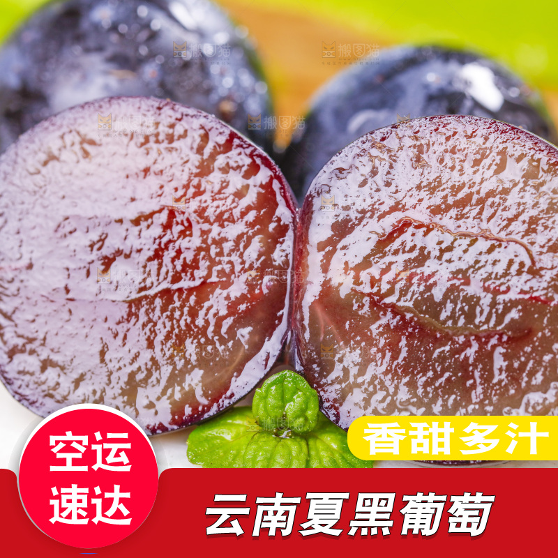 白底上放着黑加仑葡萄