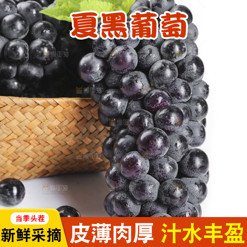 篮子里装着无籽黑提