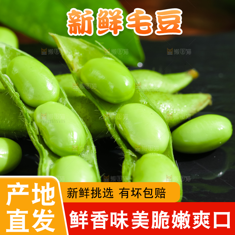 黑底上摆放着湖北毛豆