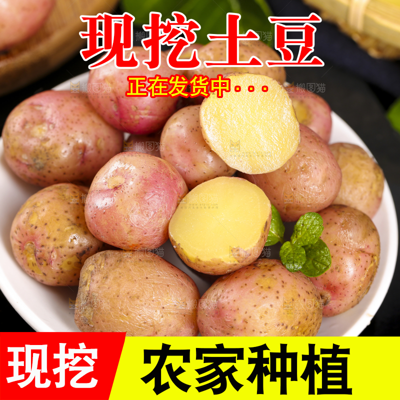 盘子里装着红皮土豆