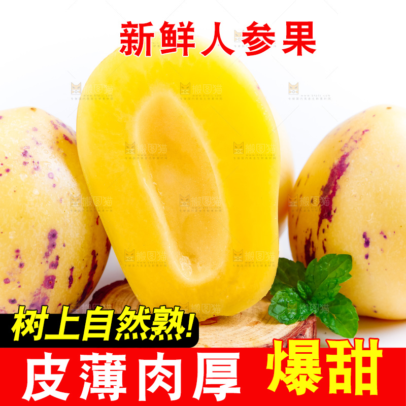 白底上摆放着甘肃民勤人参果