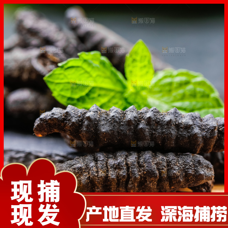 木底上摆放着干海参