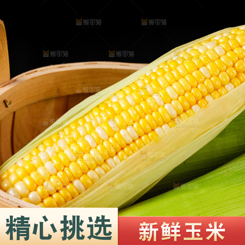 篮子里装着玉米
