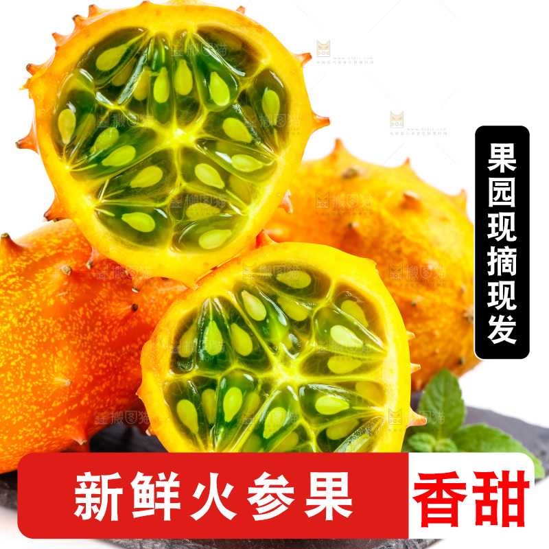 黑石板上放着刺角瓜