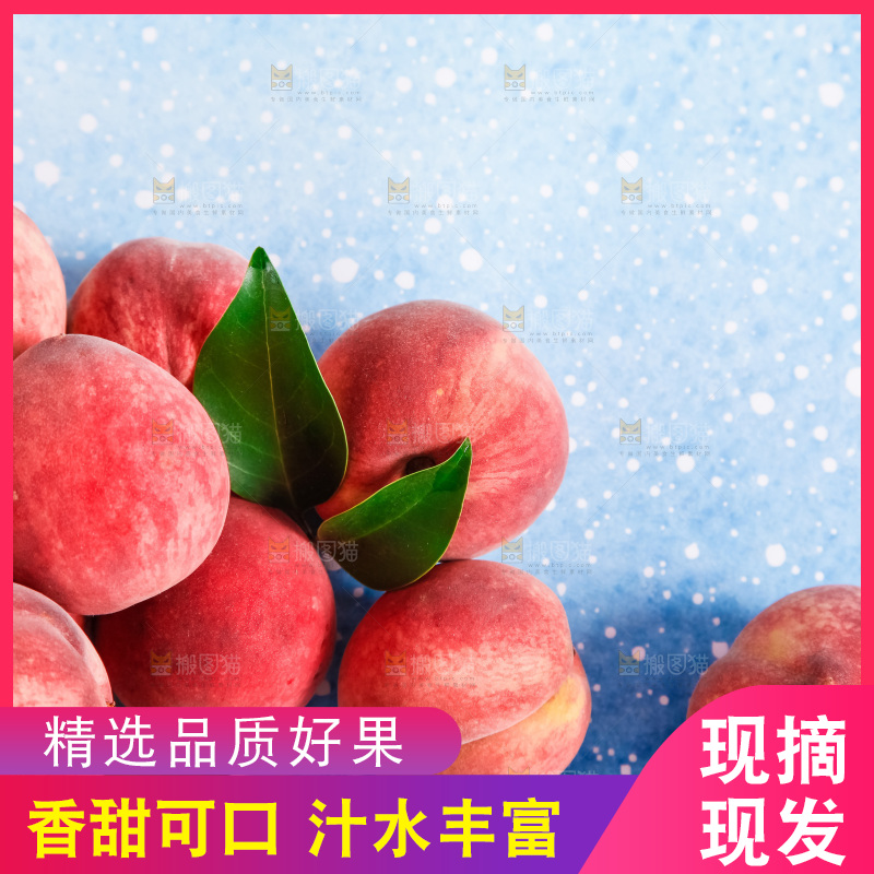 浅底上摆放着春雪水蜜桃