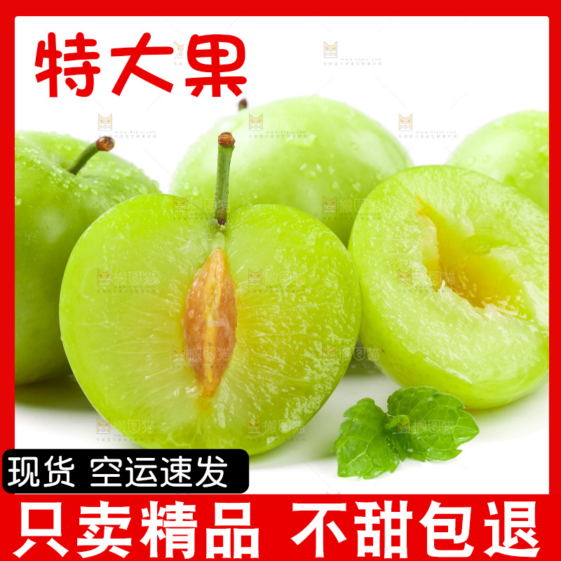 白底上摆放着李子