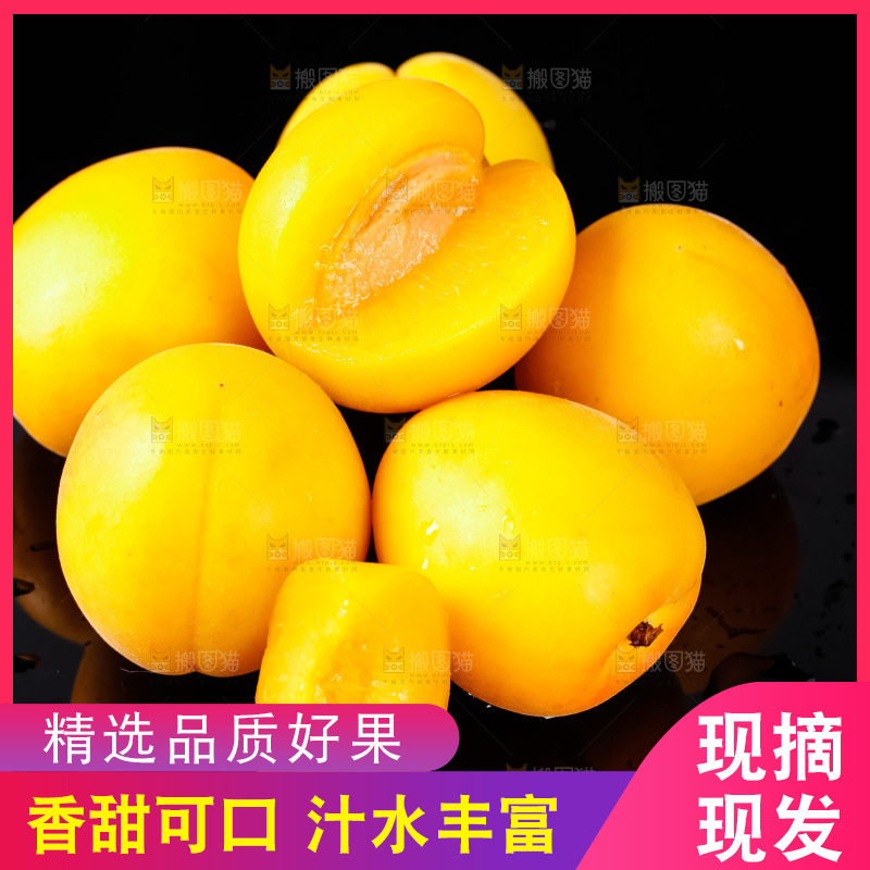 黑底上摆放着新鲜麦黄杏
