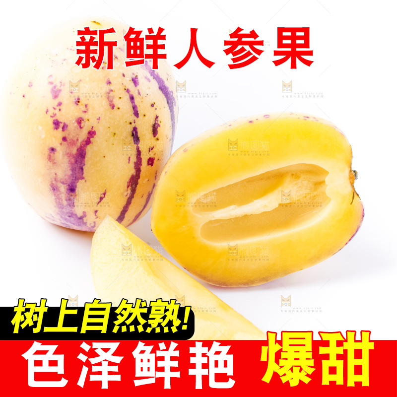 浅底上摆放着黄肉人参果