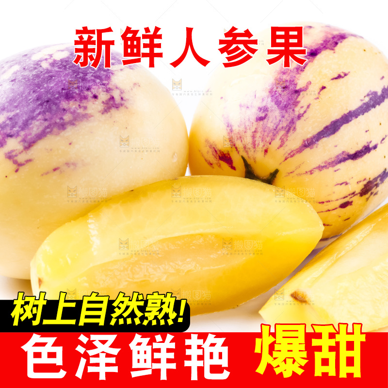 浅底上摆放着黄肉人参果