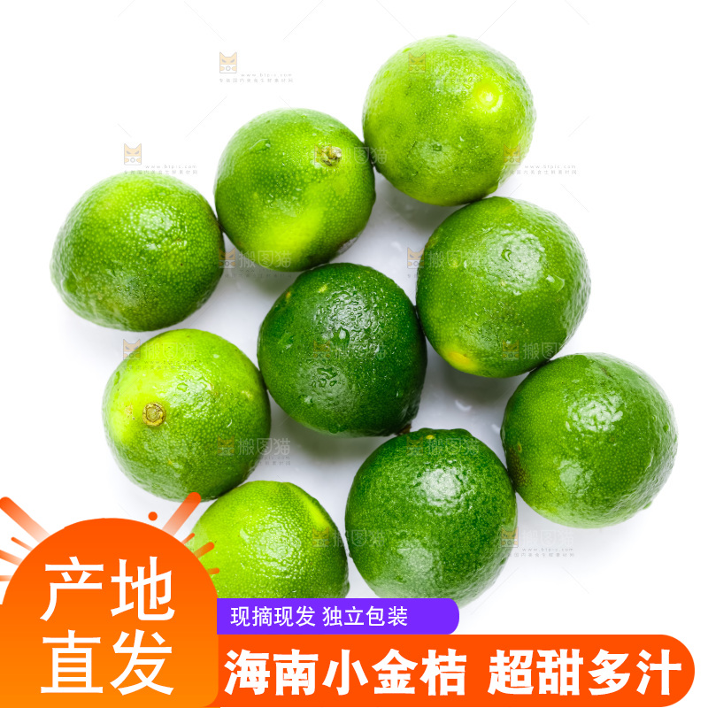 白底上放着小金桔