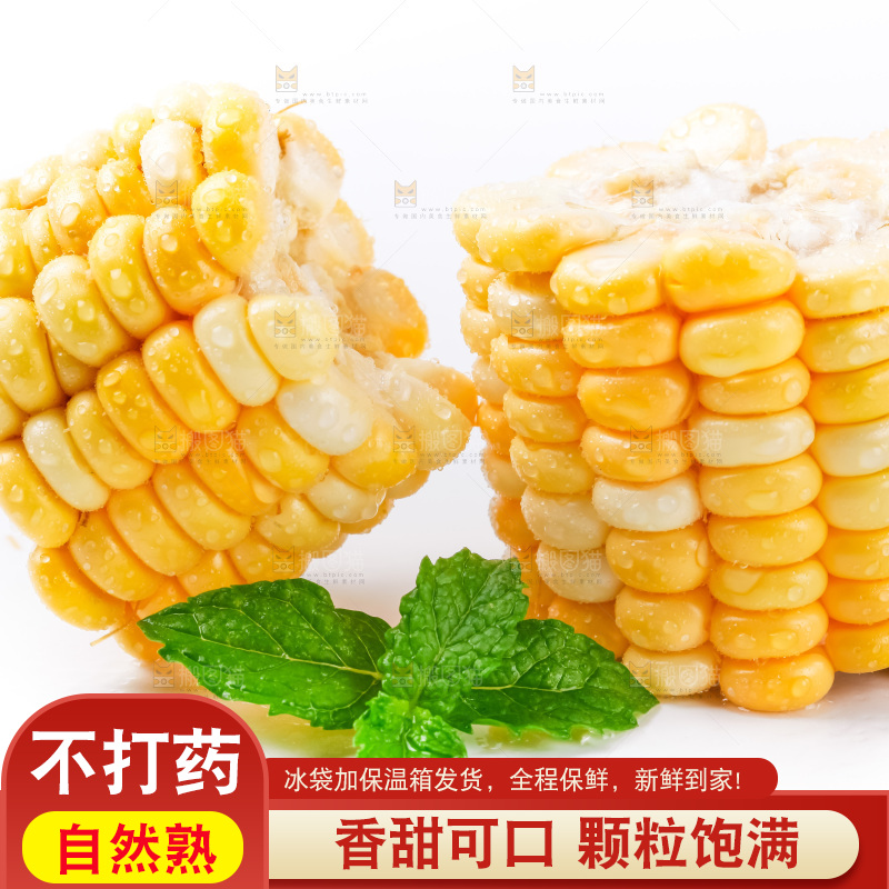 白底上摆放着玉米