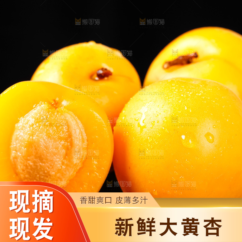 黑底上摆放着新鲜麦黄杏