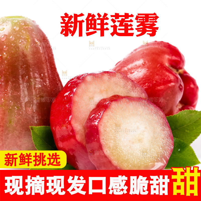 白底上摆放着海南莲雾