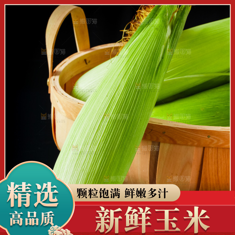 黑底上摆放着玉米棒