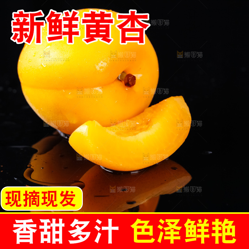 黑底上摆放着新鲜麦黄杏
