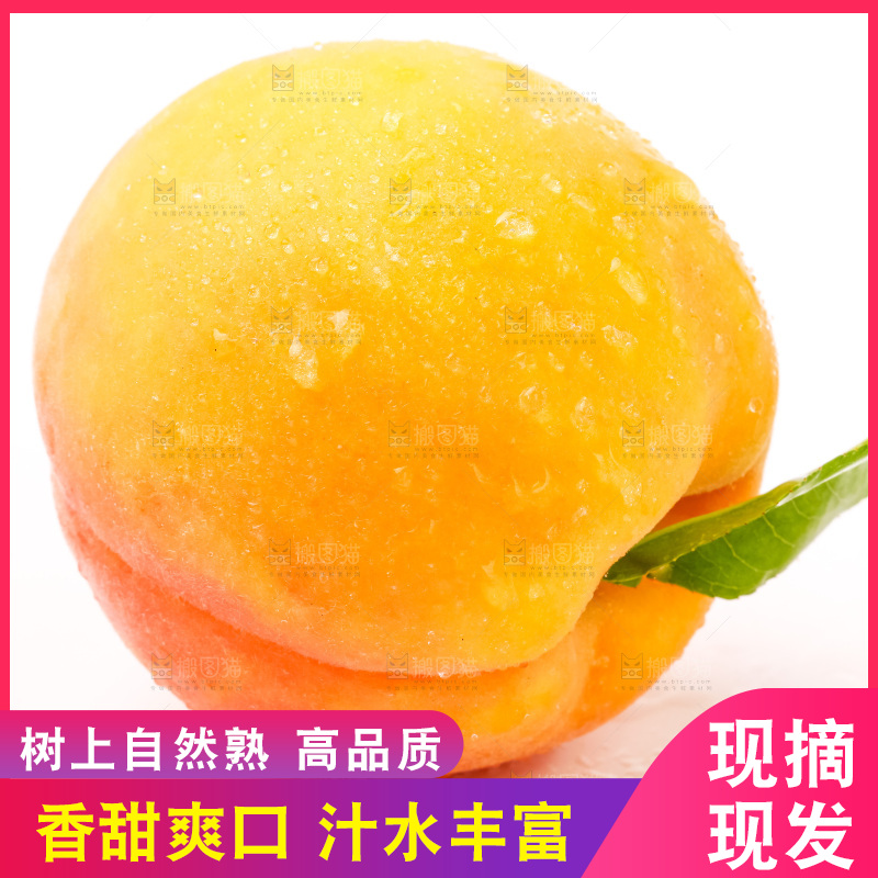 白底上摆放着黄桃