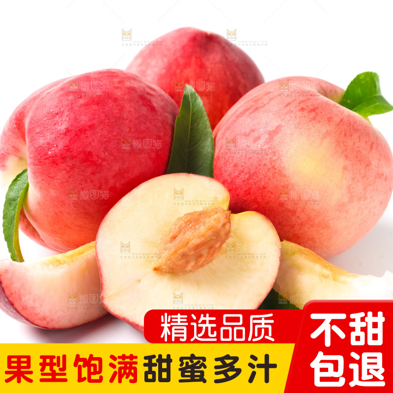 浅底上摆放着春雪水蜜桃