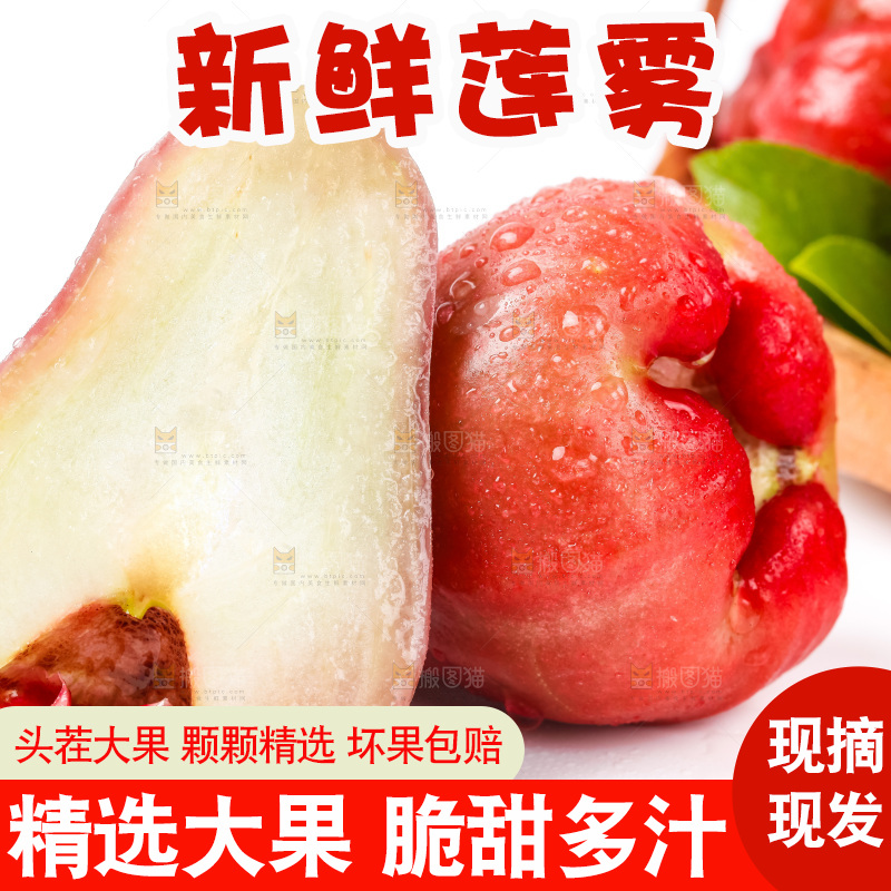 白底上摆放着莲雾