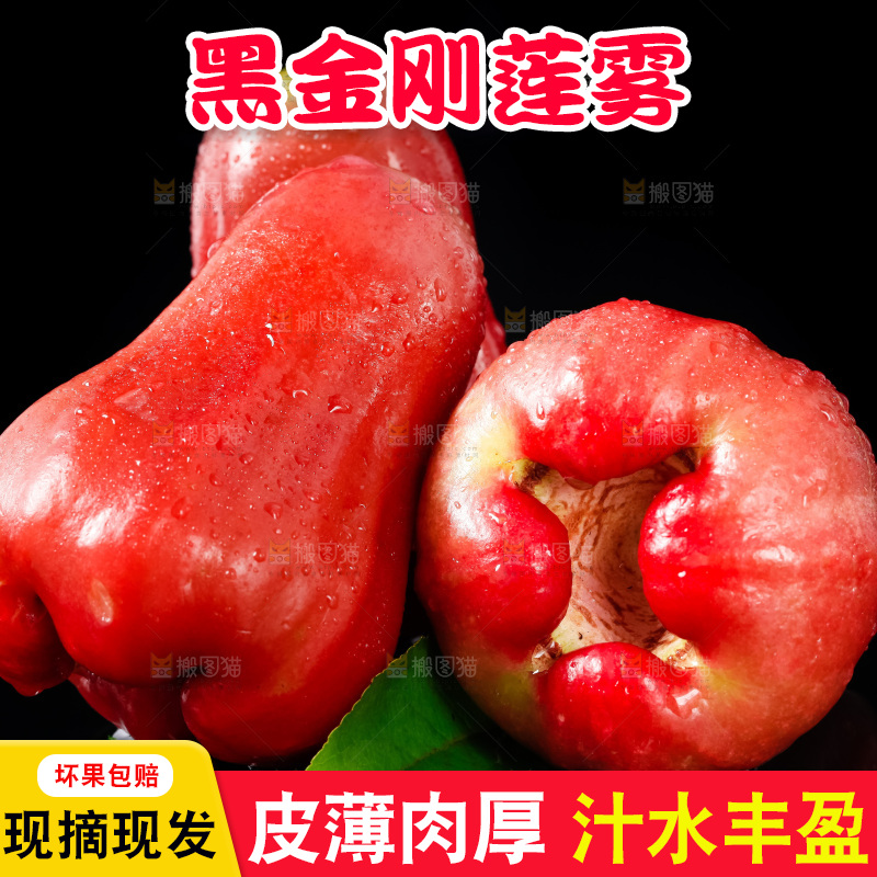 黑底上放着红宝石莲雾