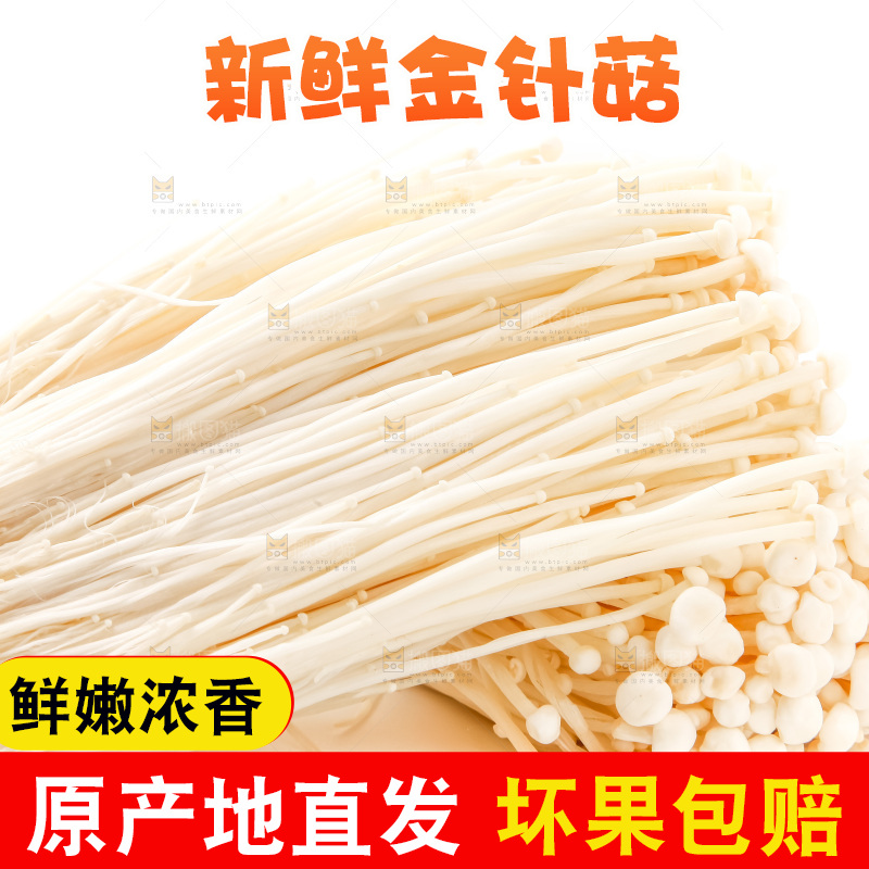 白底上摆放着金针菇