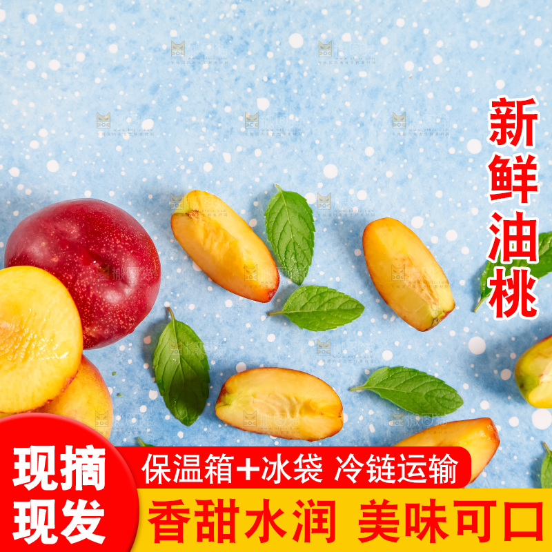 浅底上摆放着黄心油桃
