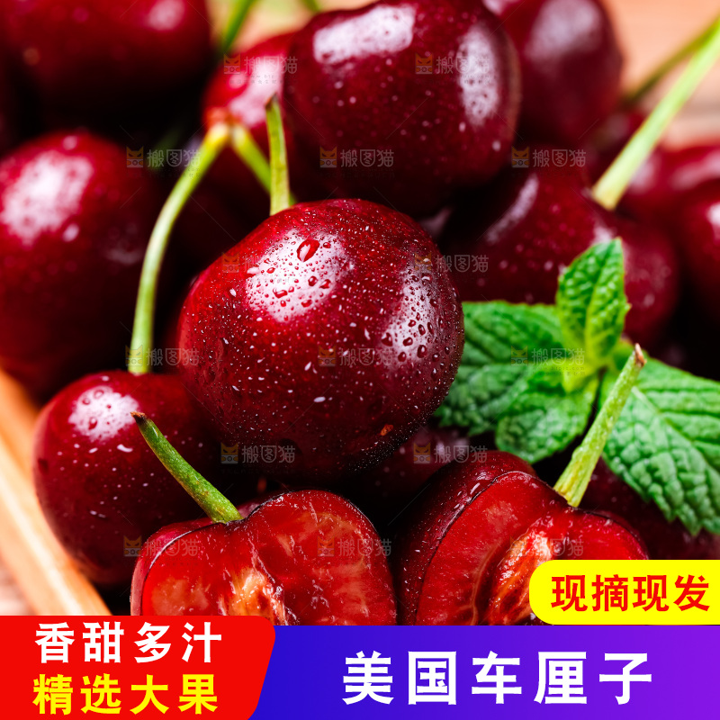 盘子里装着黑珍珠樱桃