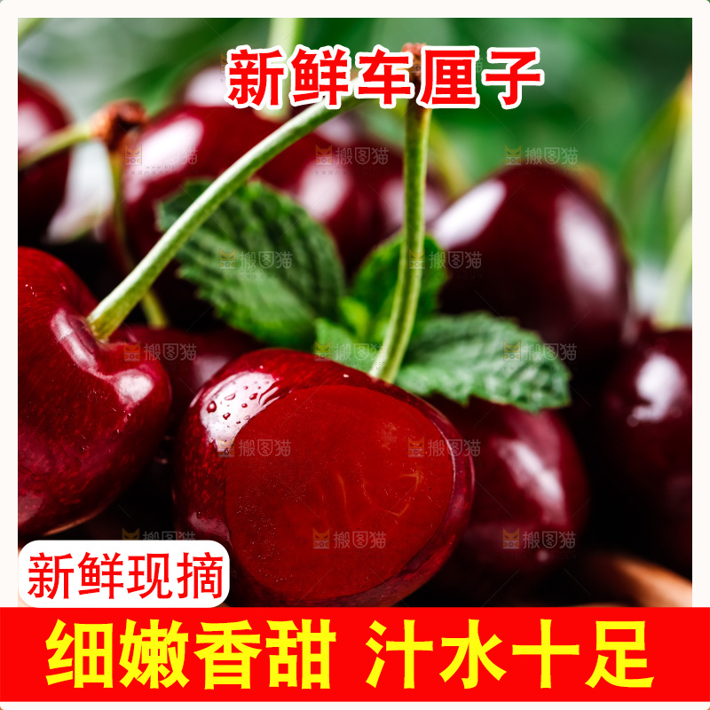 木盘里装着大连黑珍珠樱桃