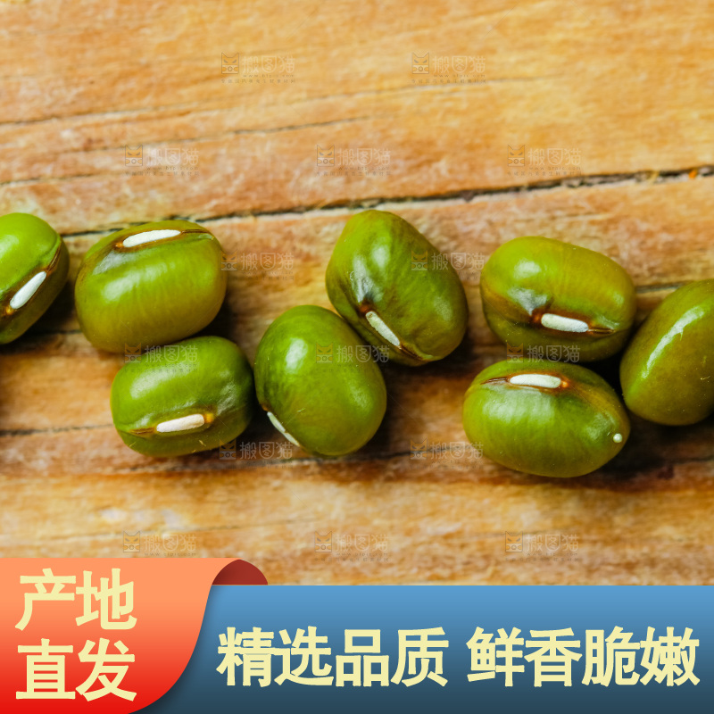 木底上摆放着绿豆