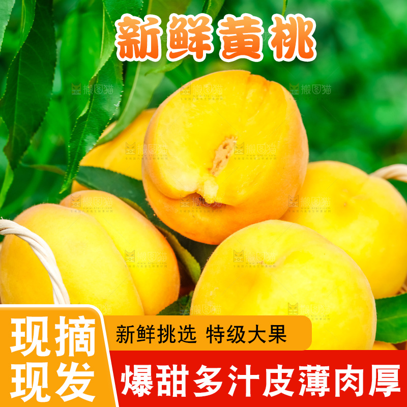 篮子里装着新鲜黄桃