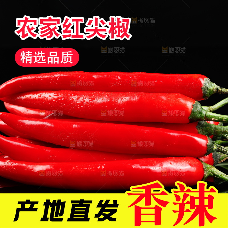 黑底上放着辣椒