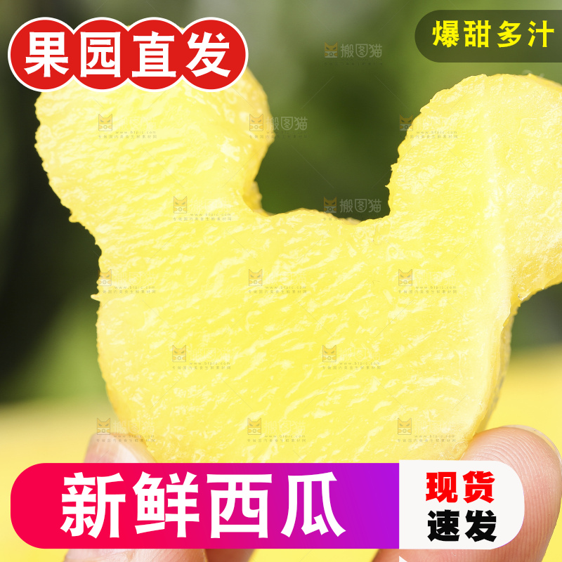 手拿黄心西瓜果肉