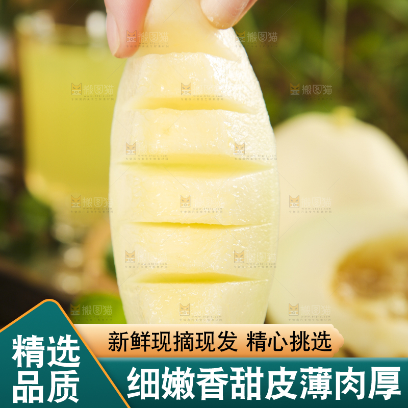 手里拿着切块的阎良甜瓜