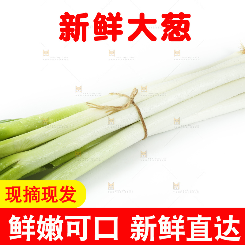 白底上的一捆大葱