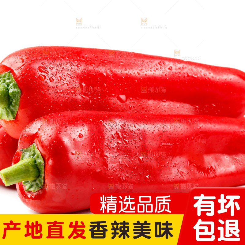 白底上的红菜椒