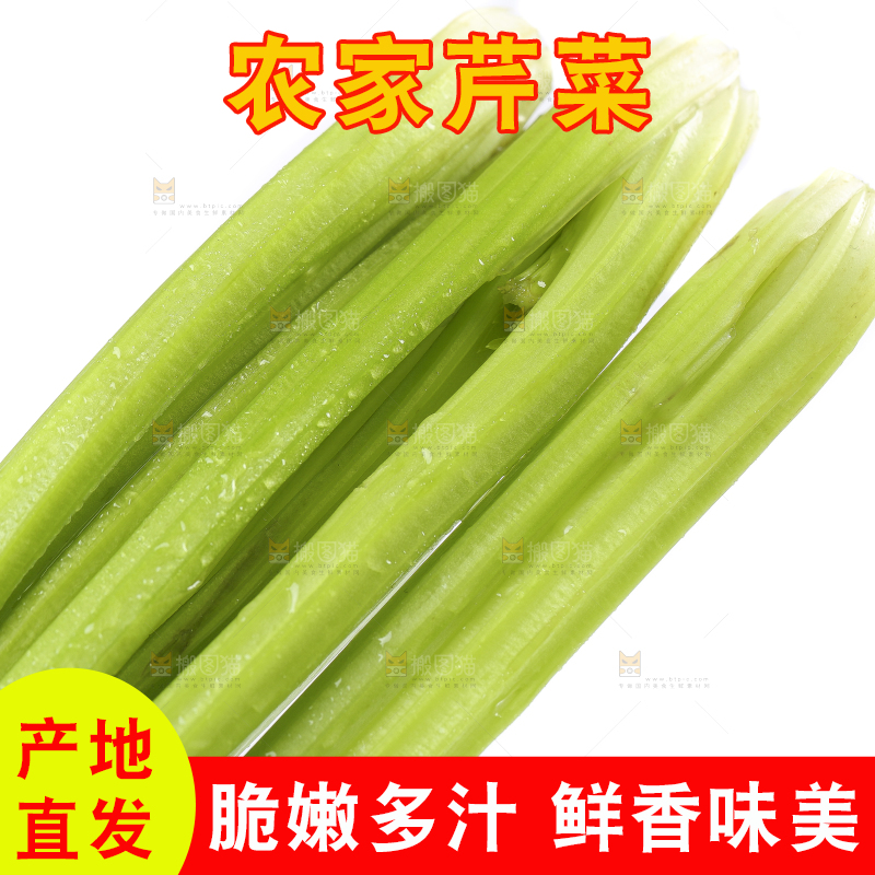 白底上放着新鲜芹菜