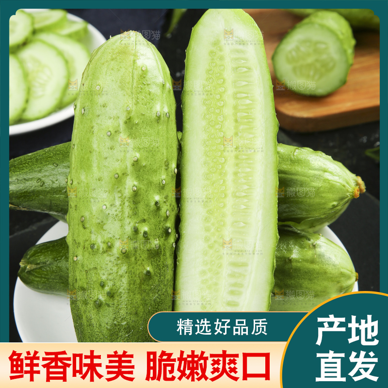 黑石板上放着一盘切开的山东旱黄瓜