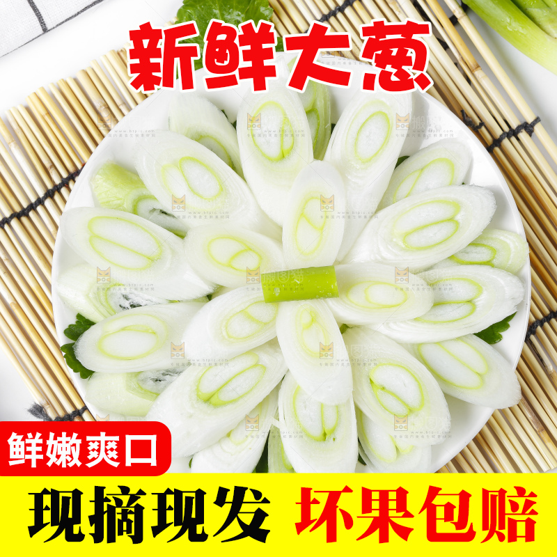 瓷碟里放着新鲜大葱