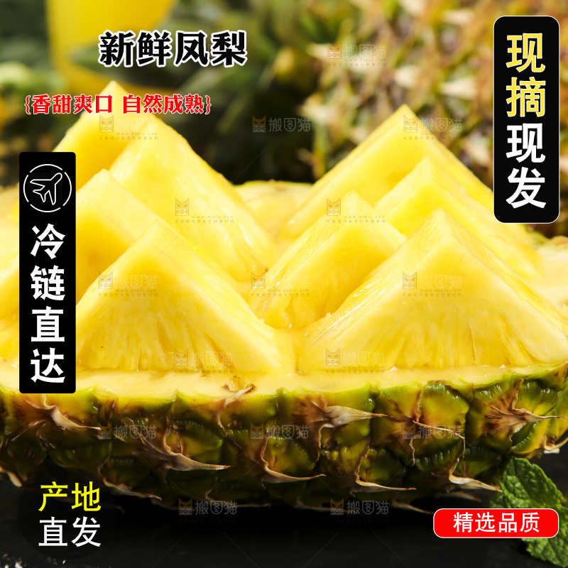 黑底上的凤梨