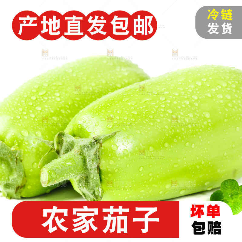 白底上放着青茄子