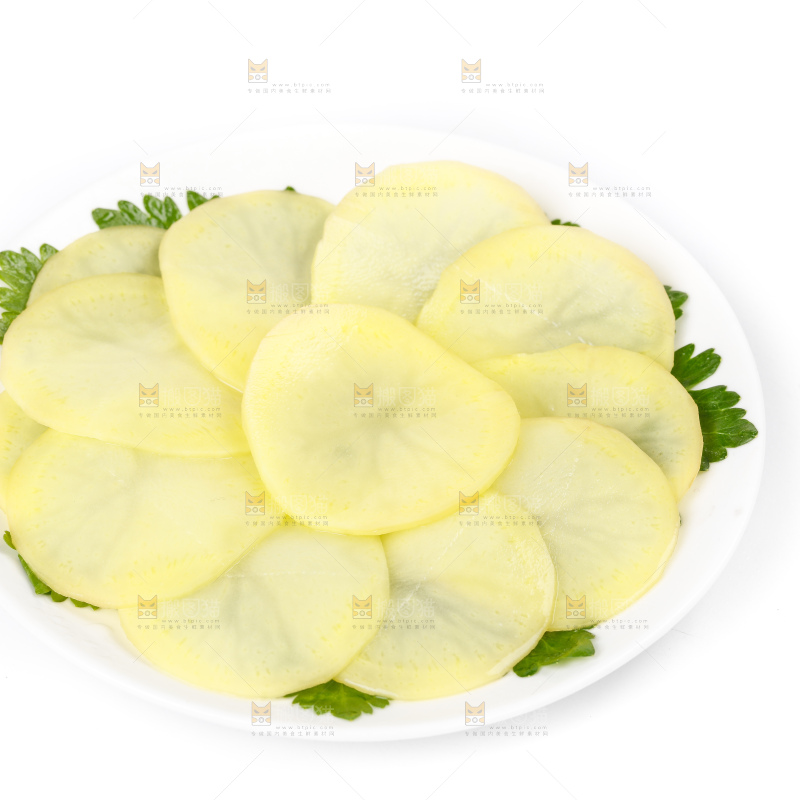 白底上的黄心土豆